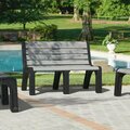 Masonways 48'' x 26'' x 33'' Gray Plastic Malibu-Style Bench with Black Legs 600MALI640GR